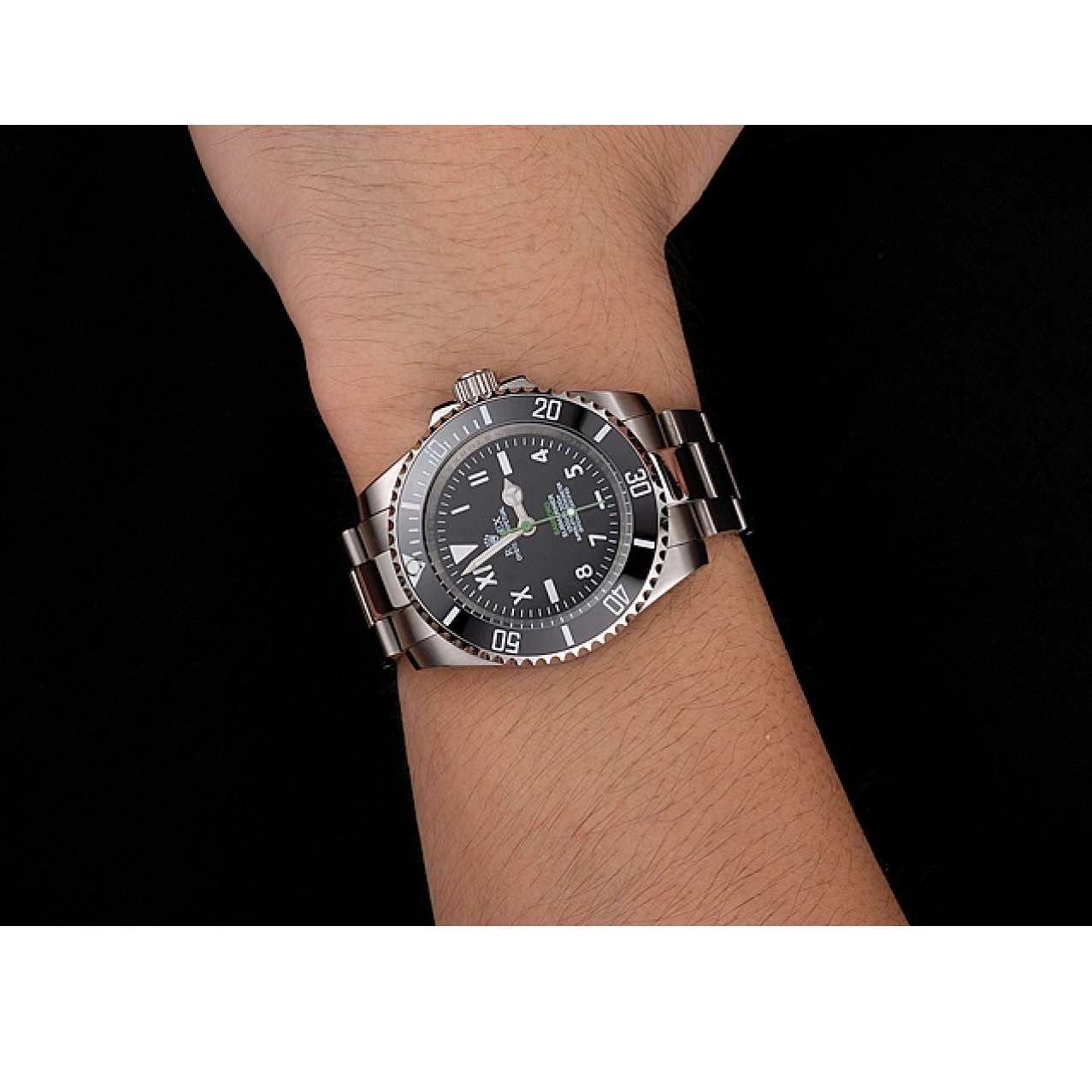 Rolex aaa copy Numerals Bracelet And Black Steel Dial Bezel Bamford Rolex Roman Submariner Black Case Stainless With 0630